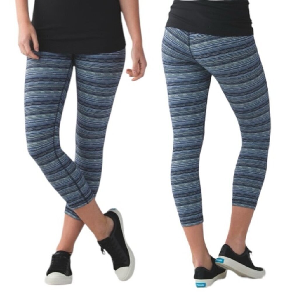Lululemon Wunder Under Crop US 6 (Hi-Rise) Space Dye Twist Sapphire Blue…